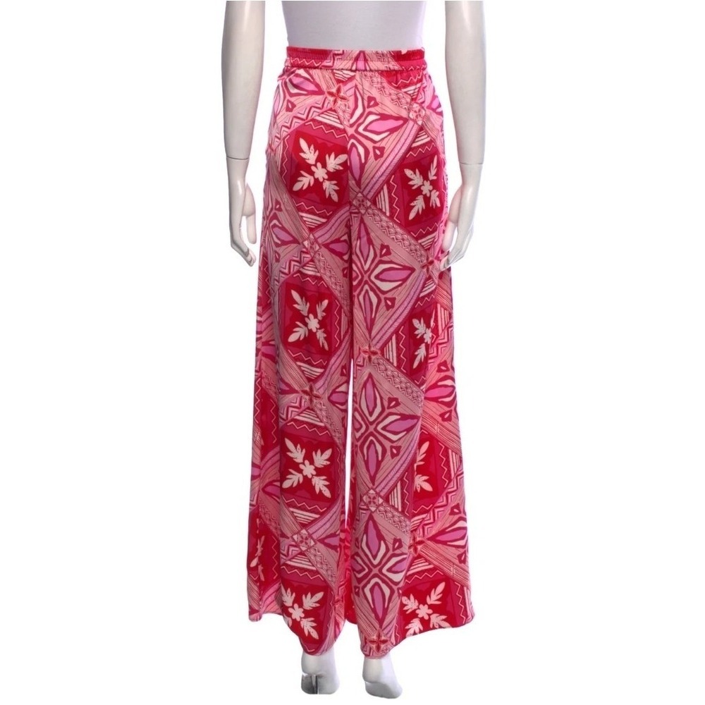 Caroline Constas Wide Leg Palazzo Pants Sz S Red Pink White TribalTropicalResort - Picture 2 of 5